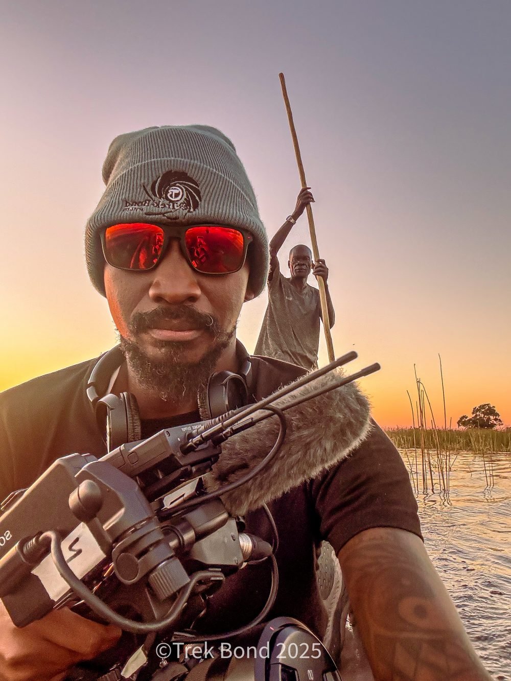 Filmmaker in Maun Botswana preparing to tell stories near the Okavango Delta