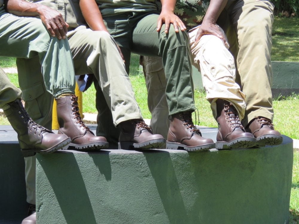 Ranger boots on dusty patrol in Zimbabwe's Zambezi Valley