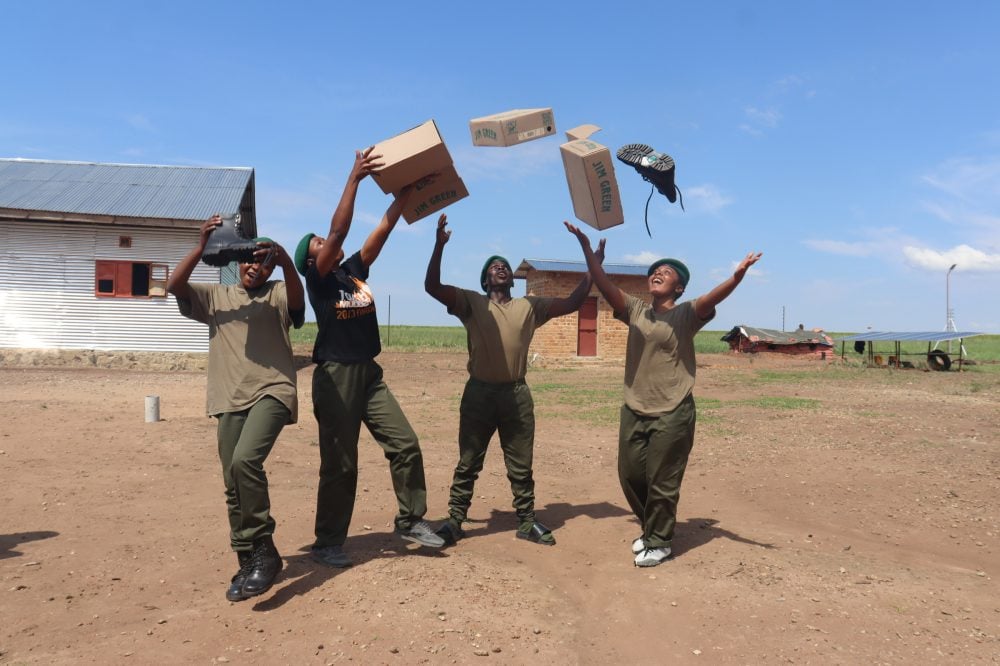 Rangers celebrating new gear delivery