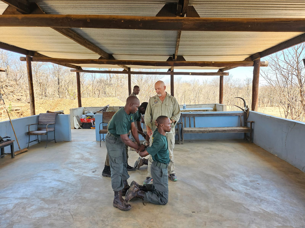 Rangers conducting a mock arrest during a training exercise